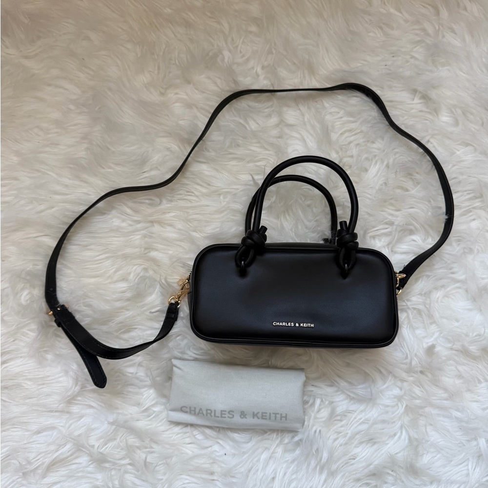 Charles & Keith Sleek Black Crossbody Bag